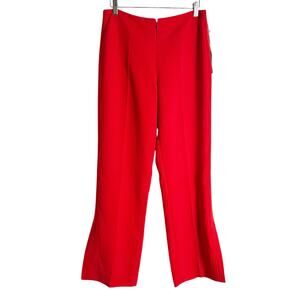 Style Solid Red Wide Leg Flat Front Trouser Dress Pants Size 8